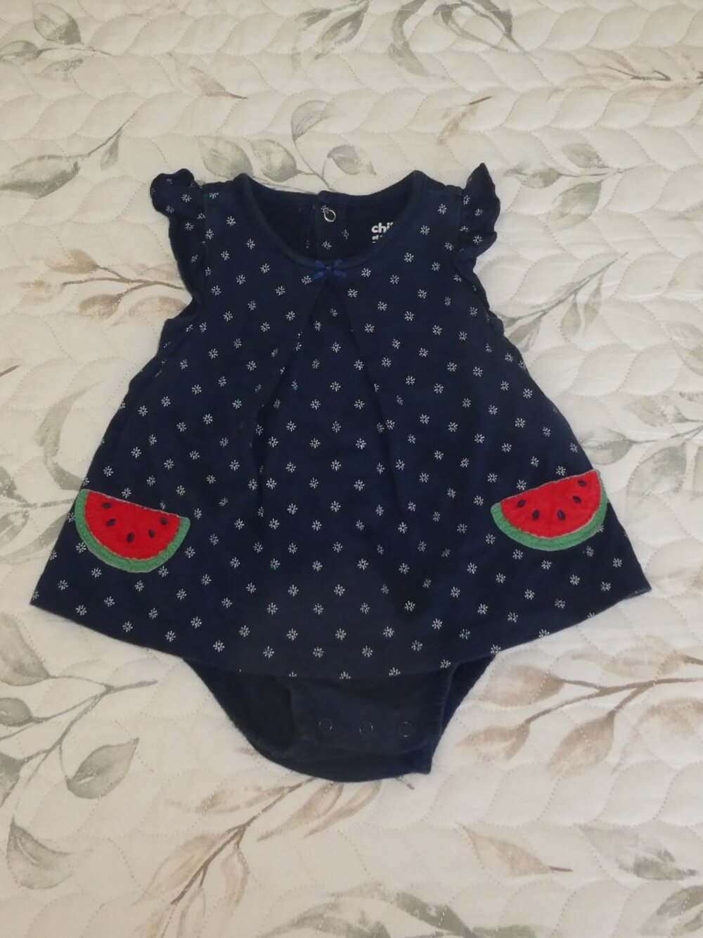 4/$20 Carters Watermelon Girls Navy Onesie Dress Size 12 months